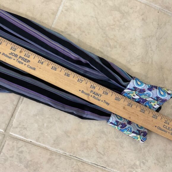 Robert Graham Flip Cuff strip Shirt Men's Large Paisley Long Sleeve Black Purple - Picture 14 of 16